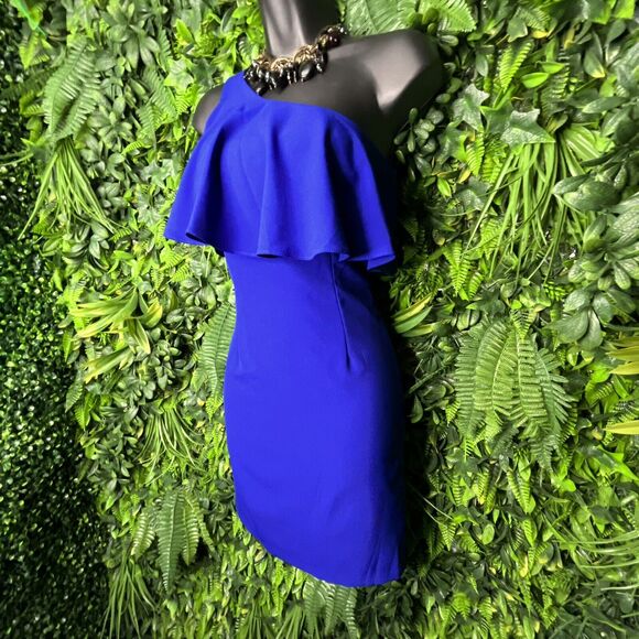 Dear Moon Dress Women Size 3 Blue Formal‎ Mini Pencil One Shoulder Party 0656 - Picture 1 of 6